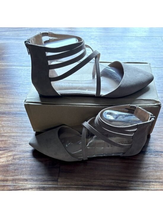 Journee Collection Shoes - JC Journey Collection Marlee SZ 11 Women’s Flats Gray Ankle Strap Shoes 1026